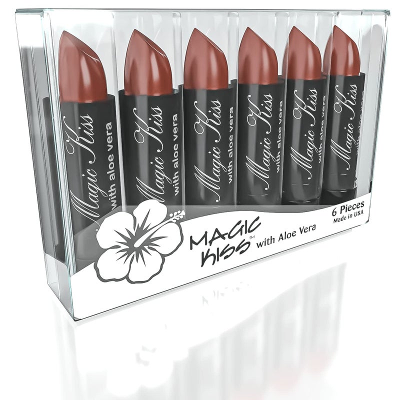 Magic Kiss Lipstick Set Aloe Vera Color Changing 6 Pack MADE IN USA (Chocolate) - Image 1