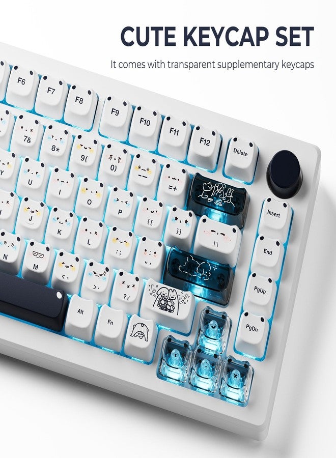 GMKWTL XVX Cute PBT Keycaps, Mao Profile White Puppies Keyboard Keycaps, 154 Keys Keycap Sets with Transparent Key caps Compatible with 65% 75% 96% 100% Cherry Gateron MX Switches Mechanical - Image 2