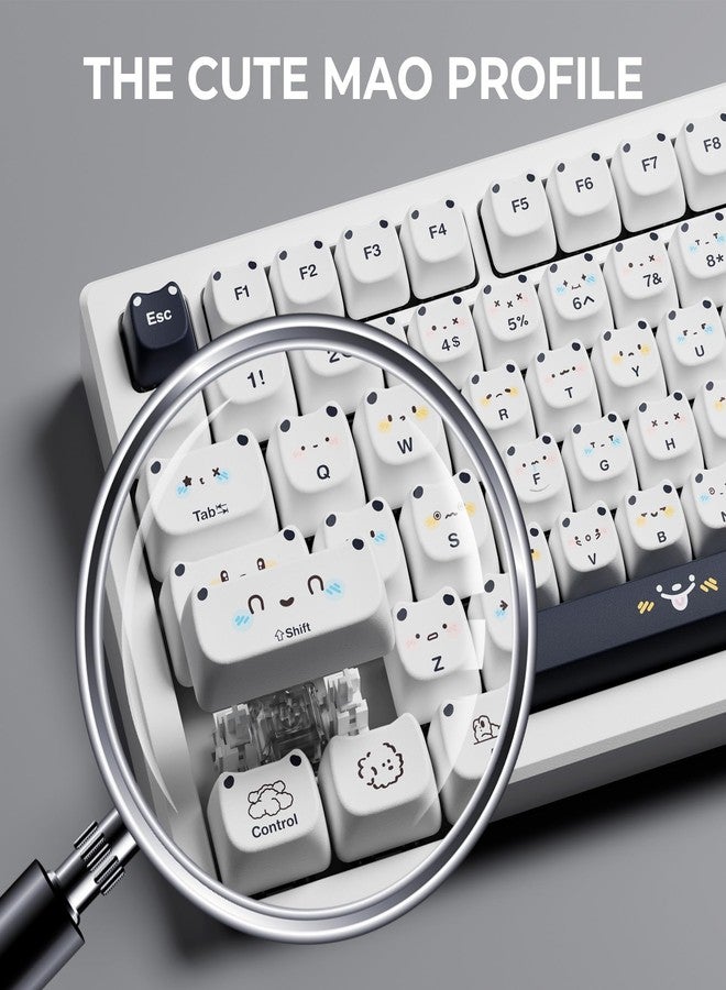 GMKWTL XVX Cute PBT Keycaps, Mao Profile White Puppies Keyboard Keycaps, 154 Keys Keycap Sets with Transparent Key caps Compatible with 65% 75% 96% 100% Cherry Gateron MX Switches Mechanical - Image 5
