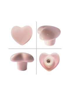 The Bros 6pcs Ceramic Drawer Knobs, Kitchen Furniture Knobs, Heart Shape Cabinet Dresser Pulls Handles, Kitchen Furniture Knobs for Closet Cupboard Wardrobe, Powder Pink  - Image 2