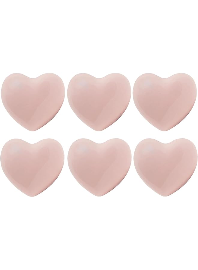 The Bros 6pcs Ceramic Drawer Knobs, Kitchen Furniture Knobs, Heart Shape Cabinet Dresser Pulls Handles, Kitchen Furniture Knobs for Closet Cupboard Wardrobe, Powder Pink - Image 1