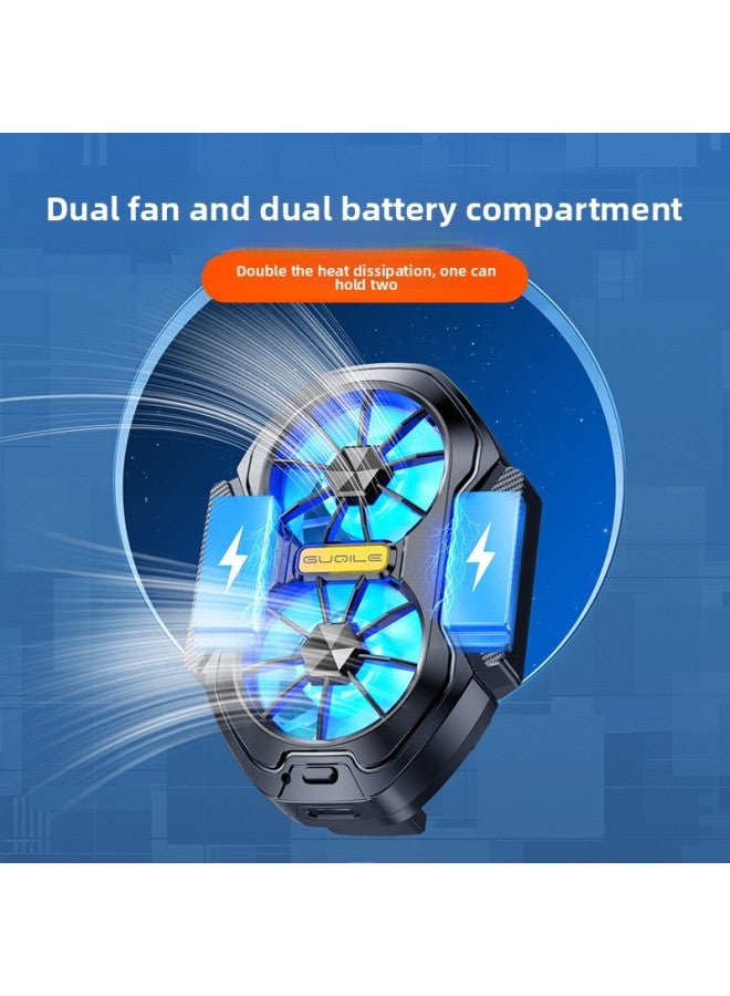 Loquat 2025 FS01 Dual Turbo Cooling Mobile Phone Radiator Air-cooled Charging Wireless Radiator Back Clip Dual Fan-Color:【fs01】dual Fan-plug-in Model - Image 1
