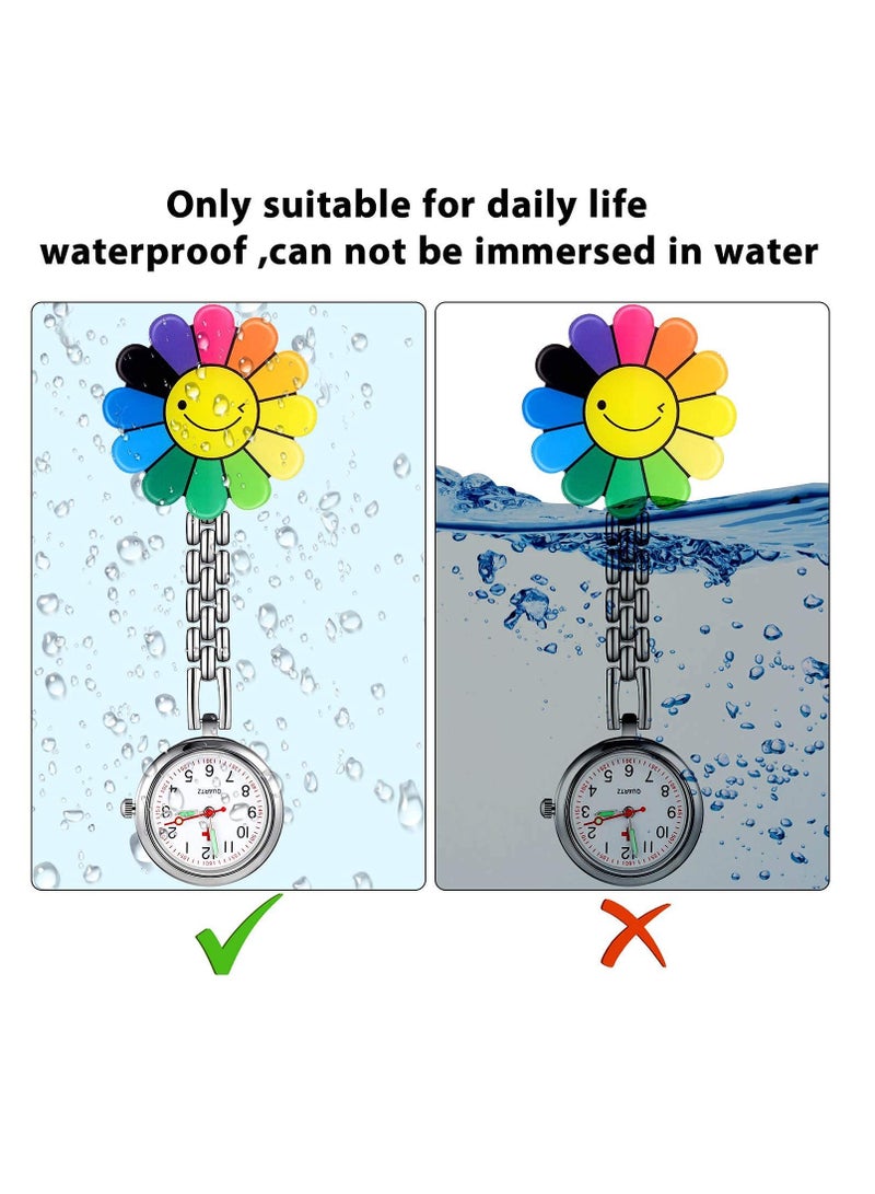 Zikra Nurse Fob Watch, Hanging Doctor Pocket Watch with Fixed Clip Pin Brooch for Women Doctor Nurse Paramedic Sunflower 3 Pieces - Image 4