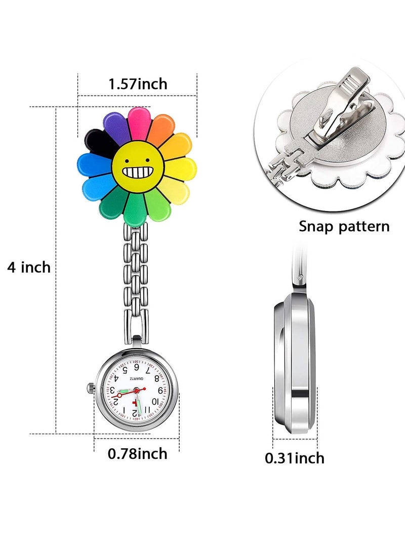Zikra Nurse Fob Watch, Hanging Doctor Pocket Watch with Fixed Clip Pin Brooch for Women Doctor Nurse Paramedic Sunflower 3 Pieces - Image 5