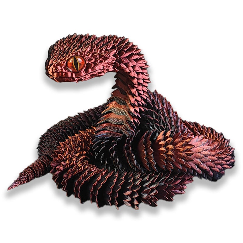 Binvin 3D Printed AnimalsSnake Viper3D Printed Snake Toys Articulated Snake 3D Printed Animals Animal Model Ornaments Creative Funny Toy Festival Gift for Frends Black Red 24Inch - Image 3
