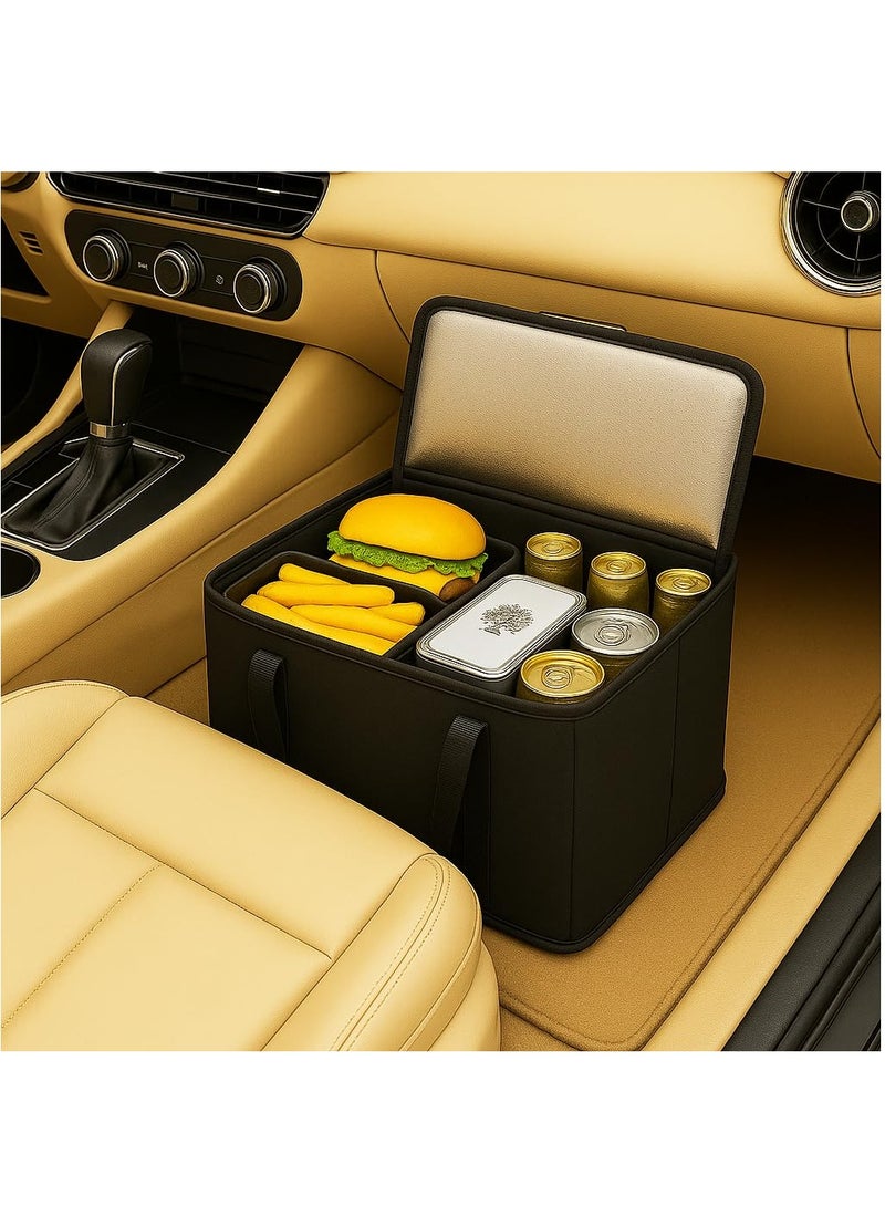 GUDOO عبوتان، أكياس تسوق معزولة بحجم XL كبير، باللون الأسود، قابلة لإعادة الاستخدام، مزودة بسحاب حراري، قابلة للطي، حقيبة تبريد، لنقل الطعام الساخن والبارد، مناسبة للتخييم وتوصيل البقالة والتخزين في الفريزر. - Image 2