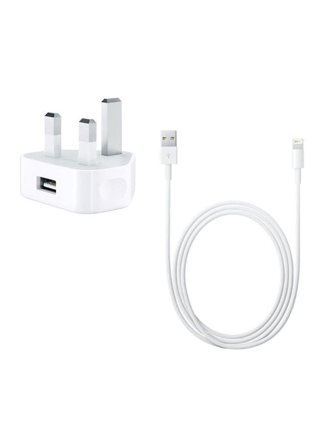 NIBEMINENT - USB Wall Charger With Lightning Data Sync Charging Cable White - Image 1