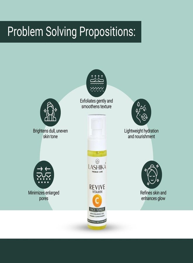 Lashika Revive Vitamin C Face Toner | With Niacinamide, Glycolic Acid & Hibiscus Oil | Pore Minimizing, Glow Boosting, Brightening Facial Toner | For All Skin Types | Dermatologically Tested | 100ml - Image 2