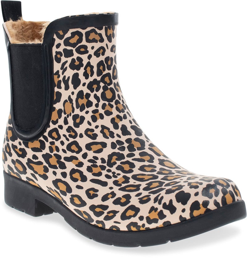 Chooka Womens Waterproof Plush Chelsea Bootie Rain, Tan, 9 US - Image 1