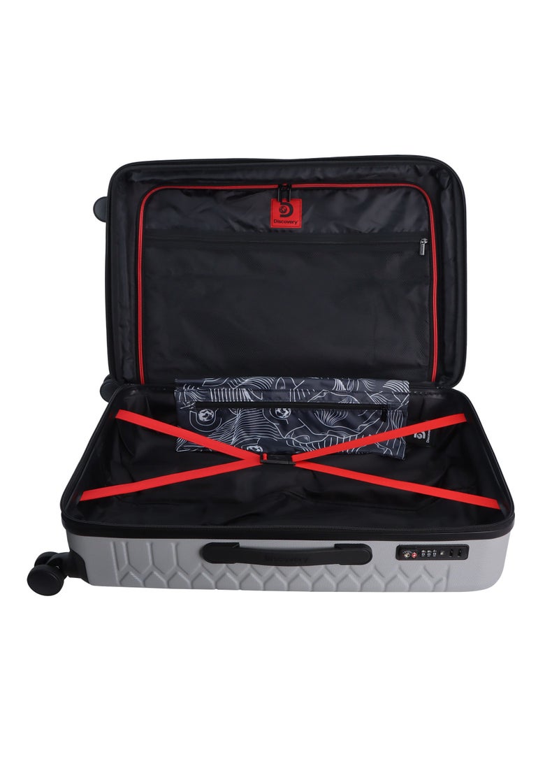 Discovery Reptile ABS Hardshell Medium Check-In Luggage Silver, Durable Lightweight Expandable Suitcase, 4 Double Wheel With TSA Lock Trolley Bag (24 Inch). - pzsku/ZC1B1B0107DCCB9EC857EZ/45/_/1720609231/f4b780f8-6049-4081-88b6-35851951413a