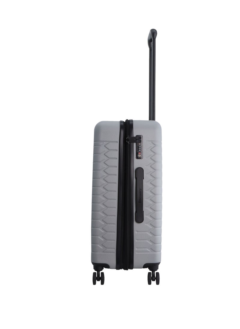 Discovery Reptile ABS Hardshell Medium Check-In Luggage Silver, Durable Lightweight Expandable Suitcase, 4 Double Wheel With TSA Lock Trolley Bag (24 Inch). - pzsku/ZC1B1B0107DCCB9EC857EZ/45/_/1720609276/b5ed8e89-f887-42dd-8584-80daeb4a8f23