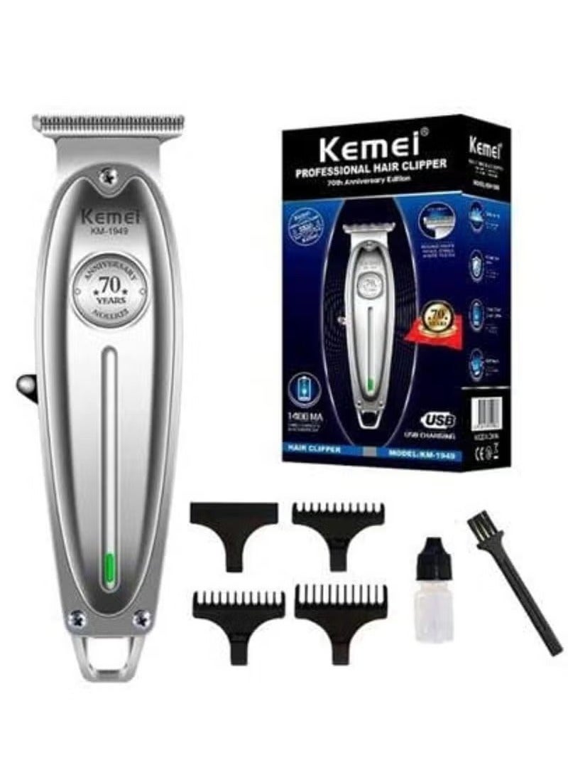 kemel Original KM-1949 Professional Rechargeable and Cordless Hair Clipper Runtime: 120 min Trimmer for Men (Silver) - Image 5