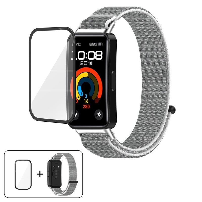 إيروريكس سوار ساعة هواوي باند 10 / 10 مزود بخطاف وحلقة من النايلون بتقنية NFC مع طبقة منحني ثلاثية الأبعاد (لون صدفي بحري) - Image 1