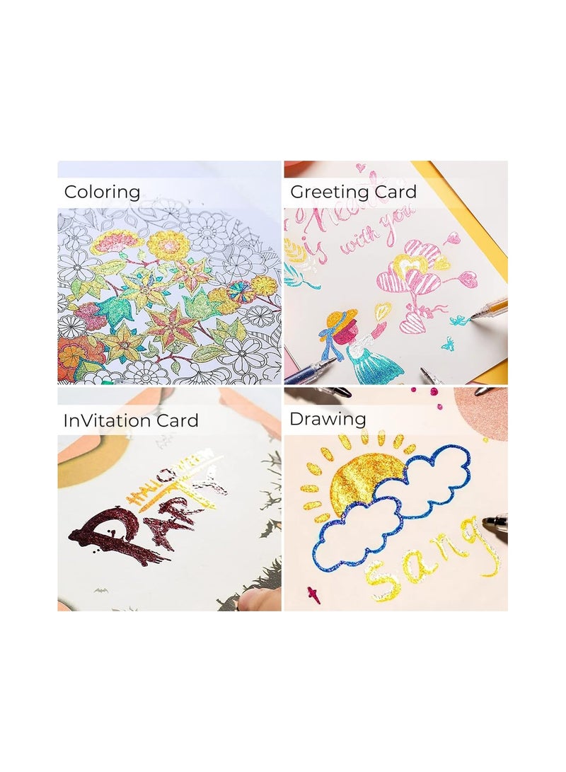 12-Pack Glitter Gel Pen Set for Adult Coloring Books - Fine Tip Colored Markers for Writing, Drawing, Party Invitations, and Greeting Cards (Includes Refills) - Image 5