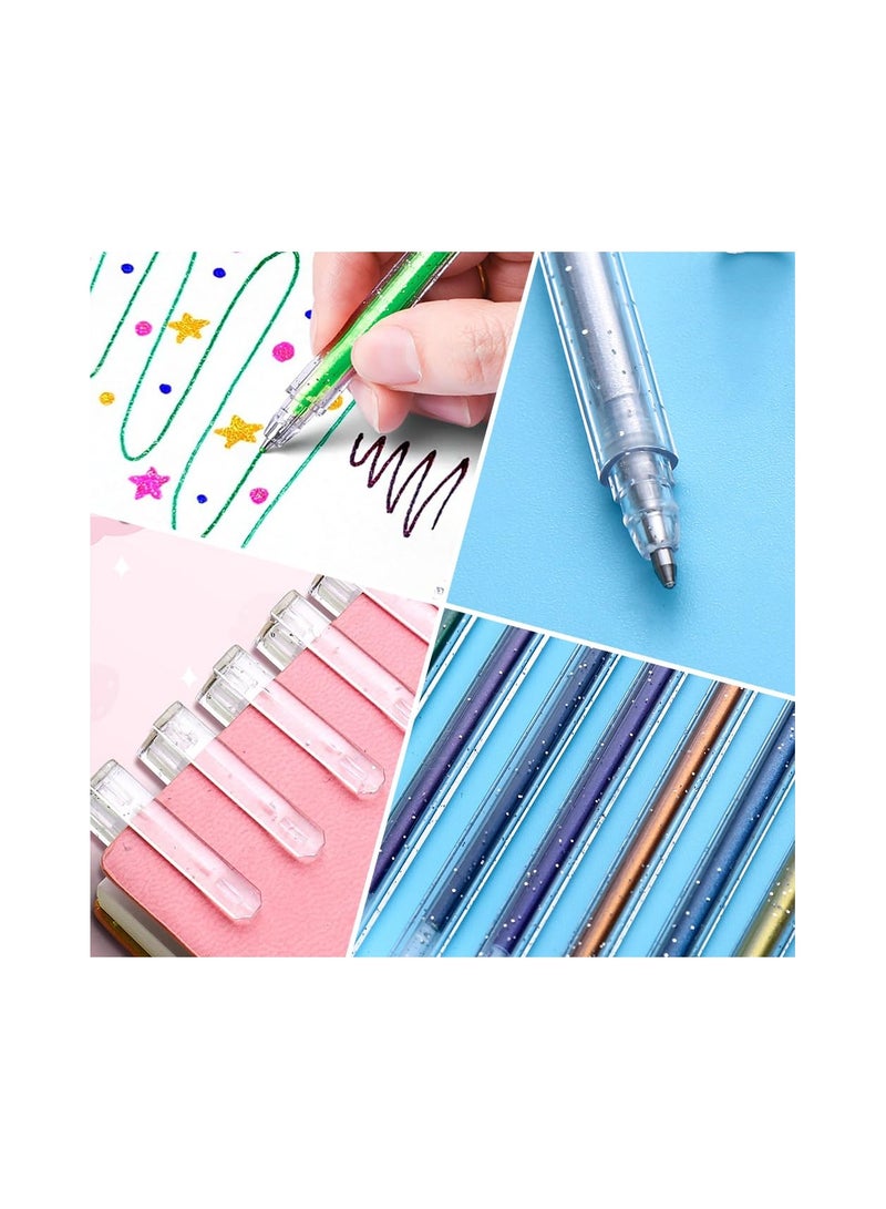 12-Pack Glitter Gel Pen Set for Adult Coloring Books - Fine Tip Colored Markers for Writing, Drawing, Party Invitations, and Greeting Cards (Includes Refills) - Image 3