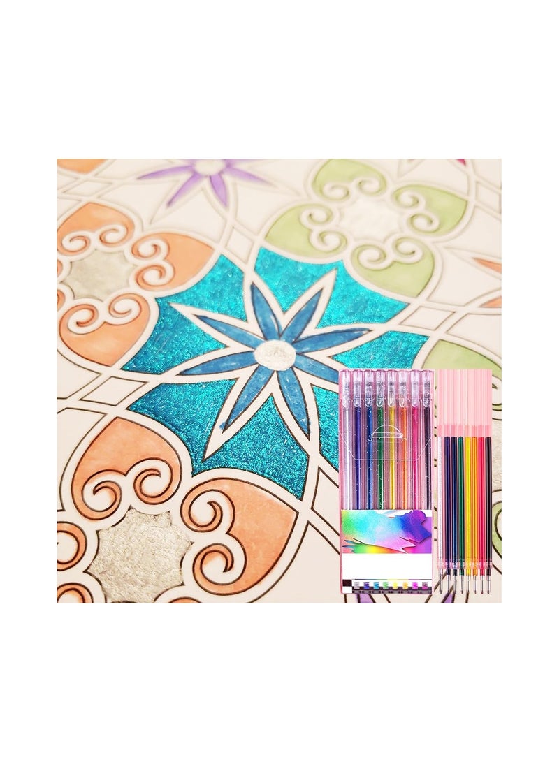 12-Pack Glitter Gel Pen Set for Adult Coloring Books - Fine Tip Colored Markers for Writing, Drawing, Party Invitations, and Greeting Cards (Includes Refills) - Image 4