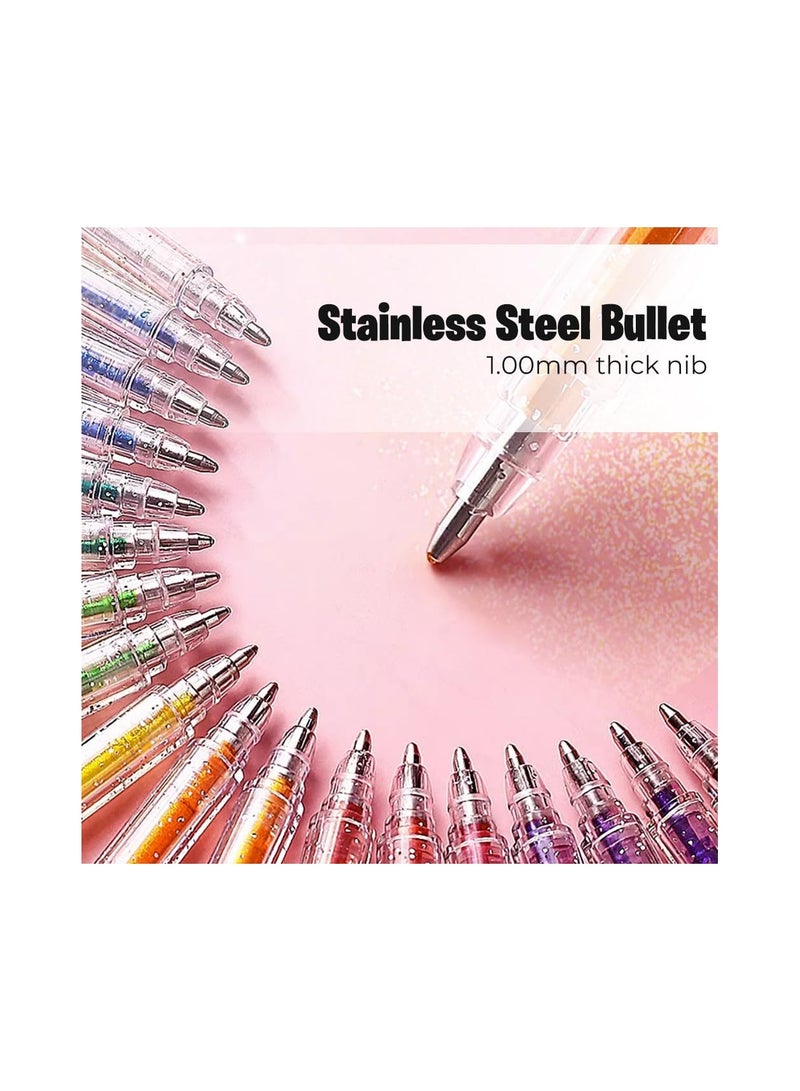 12-Pack Glitter Gel Pen Set for Adult Coloring Books - Fine Tip Colored Markers for Writing, Drawing, Party Invitations, and Greeting Cards (Includes Refills) - Image 2