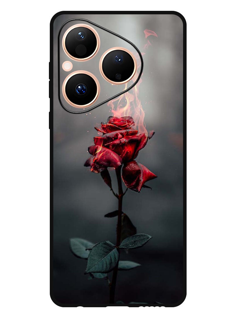 Theodor Case Compatible with Huawei Pura 80 6.6 Inch Protection Shockproof Bumper Cover Burning Red Rose - Image 1