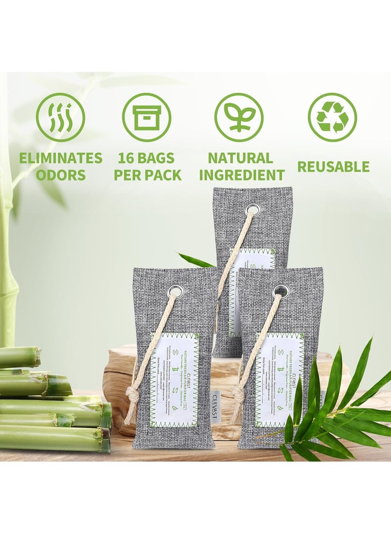 CLEVAST 6 عبوات من أكياس الفحم النشط من الخيزران لتنقية الهواء (6x60غ)، ماص طبيعي للروائح، مزيل للروائح ومزيل للرطوبة، أكياس تنقية الهواء للمنزل، الخزانة، الأحذية، معطر هواء السيارة - Image 2