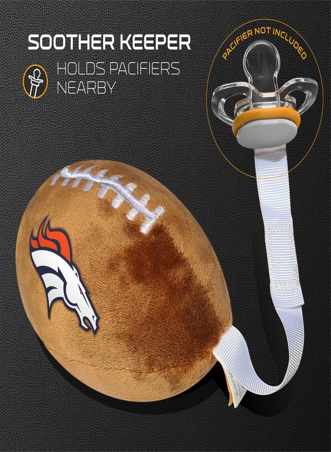 Smilo Denver Broncos Plush Football Pacifier Holder by Smilo - Officially Licensed NFL Soother Holder - Soft Plush Toy and Dummy Holder - Fits Any Pacifier - Stroller Accessory & Newborn Essential - Image 3
