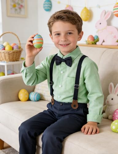 A&J DESIGN Toddler Suit Baby Boys St. Patrick's Day Easter Gentleman Dress Outfit 12-18 Months Green Navy - Image 3