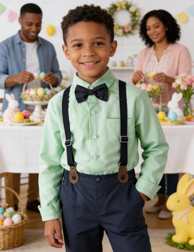 A&J DESIGN Toddler Suit Baby Boys St. Patrick's Day Easter Gentleman Dress Outfit 12-18 Months Green Navy - Image 2