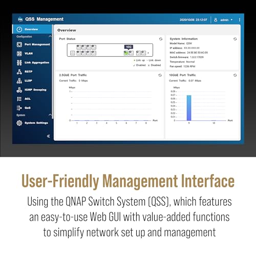 QNAP 16-Port Half-Width Rackmount 10GbE Managed Network Switch (QSW-M3216R-8S8T-US). Layer 2, Web Management - Image 5