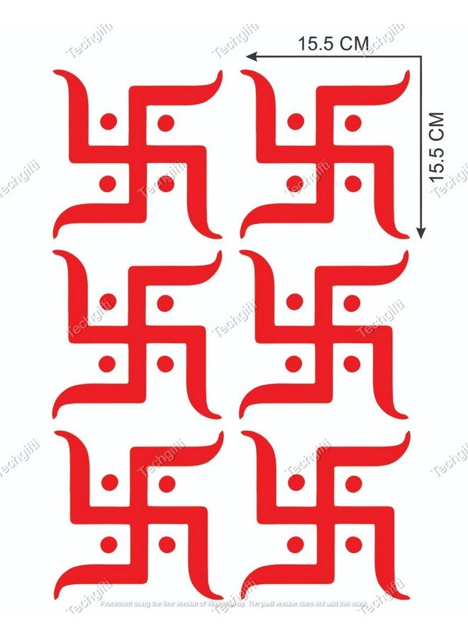 Techgifti™ Religious Vinyl Diwali Navratri Occasion Swastik Wall Sticker, 6 X 6 Inches Pack of 6 - Image 5