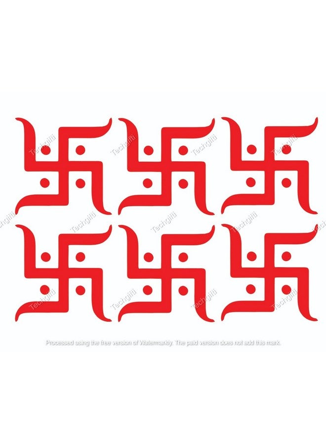 Techgifti™ Religious Vinyl Diwali Navratri Occasion Swastik Wall Sticker, 6 X 6 Inches Pack of 6 - Image 1