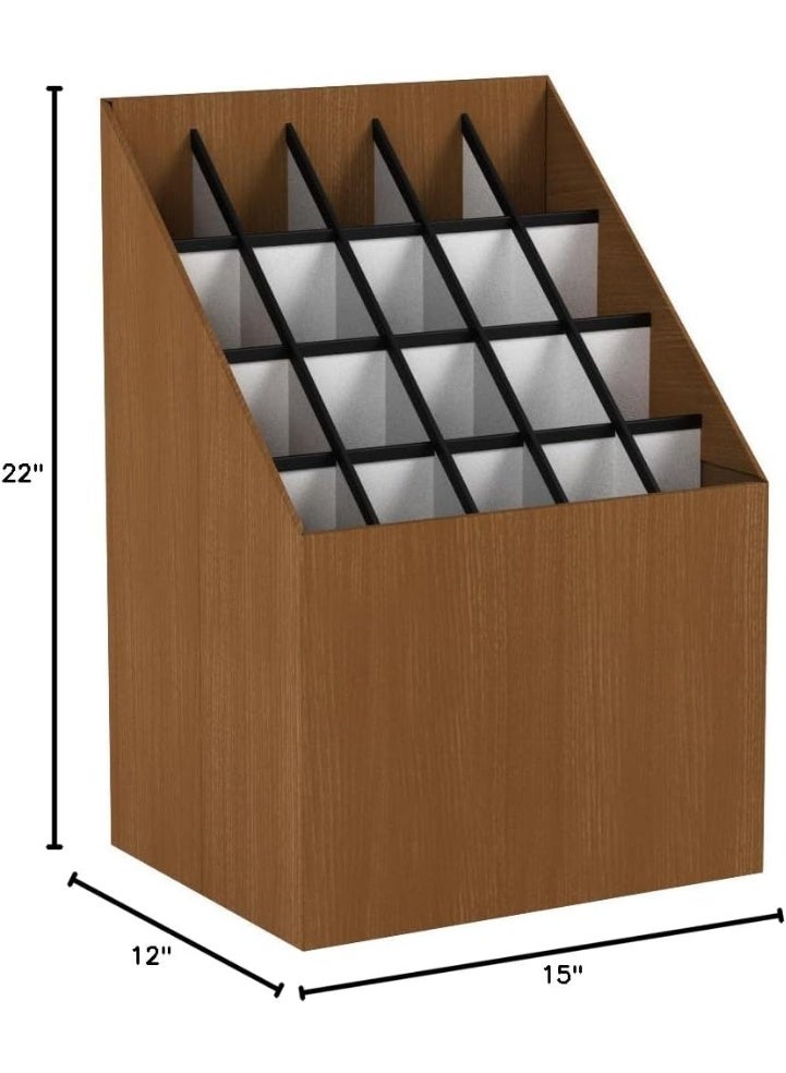 Safco Safco 3081 Vertical Roll File, 20 Compartment, Wood Grain Walnut Finish, Corrugated Fiberboard Construction, 2.75" Compartment Diameter. Sleek Lightweight Storage and Organization - Image 3
