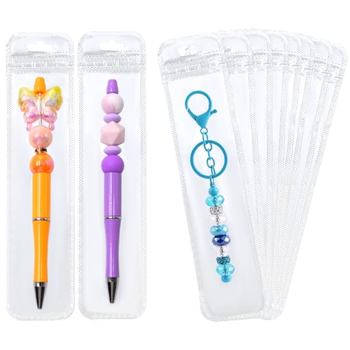 DASTTUIS 50 Pieces Pen Packaging Bags for Beadable Pen - Packaging Bag for Small Business Resealable Bag - Applies to Beaded Pens, Keychain, Jewelry, Candy Bags - Image 1