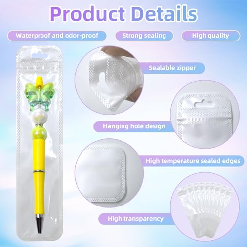 DASTTUIS 50 Pieces Pen Packaging Bags for Beadable Pen - Packaging Bag for Small Business Resealable Bag - Applies to Beaded Pens, Keychain, Jewelry, Candy Bags - Image 3
