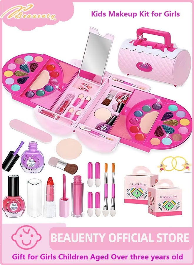 Beauenty Kids Makeup Set for Girls: Makeup Kit Toy for Pretend Play – Real Washable Cosmetic Makeup Toys with Portable Box, Safe Princess Dress-Up Toy –Gift for Girls Children Aged Over three years old - Image 1