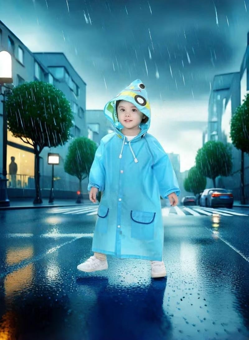 Charming Blue Cartoon Rain Poncho for Kids – Reusable & Waterproof with Hood, Ideal Rain Jacket for Boys and GirlsCharming Blue Cartoon Rain Poncho for Kids – Reusable & Waterproof with Hood, Ideal Rain Jacket for Boys and Girls - Image 1
