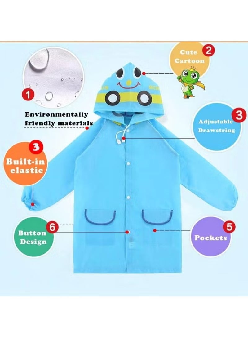 Charming Blue Cartoon Rain Poncho for Kids – Reusable & Waterproof with Hood, Ideal Rain Jacket for Boys and GirlsCharming Blue Cartoon Rain Poncho for Kids – Reusable & Waterproof with Hood, Ideal Rain Jacket for Boys and Girls - Image 2