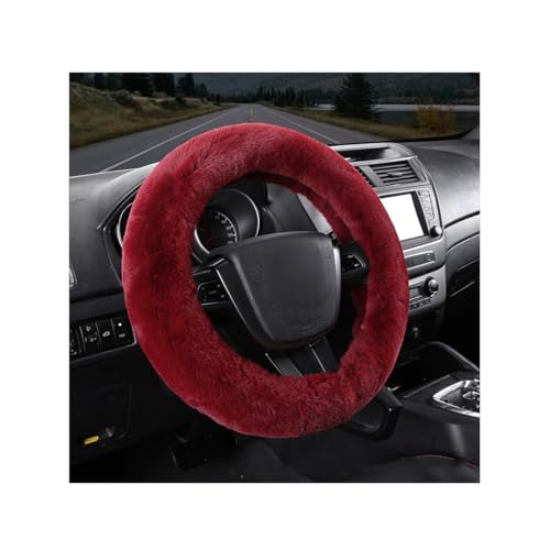 MUQIDA Fluffy Car Steering Wheel Cover 15 Inch Soft Warm Plush AntiSlip Furry Wheel Protector Universal Fuzzy Comfortable Steering Wheel Covers for Winter Car Accessories Wine Red - Image 1
