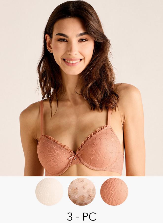 Splash FAV Set of 3 - Lace Detailed Plunge Bra with Hook and Eye Closure - Image 1