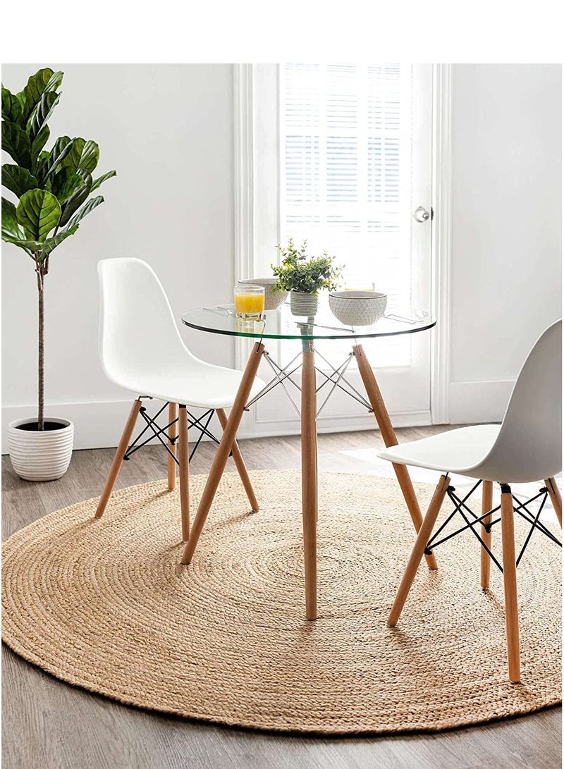 LINGWEI Jute Rug Carpet Area Rug Beige 120x120cm - Image 2