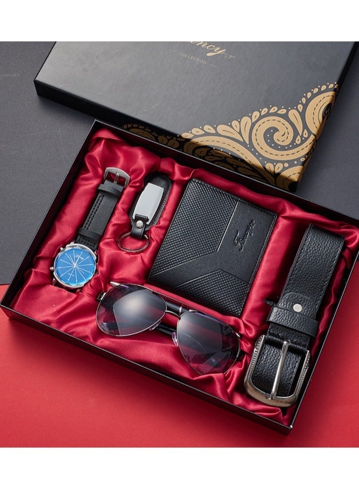 Fancy 6-Piece Elegant Men's Gift Set – Watch, Sunglasses, Leather Wallet, Pen, Belt & Keychain – The Perfect Gift - Image 4