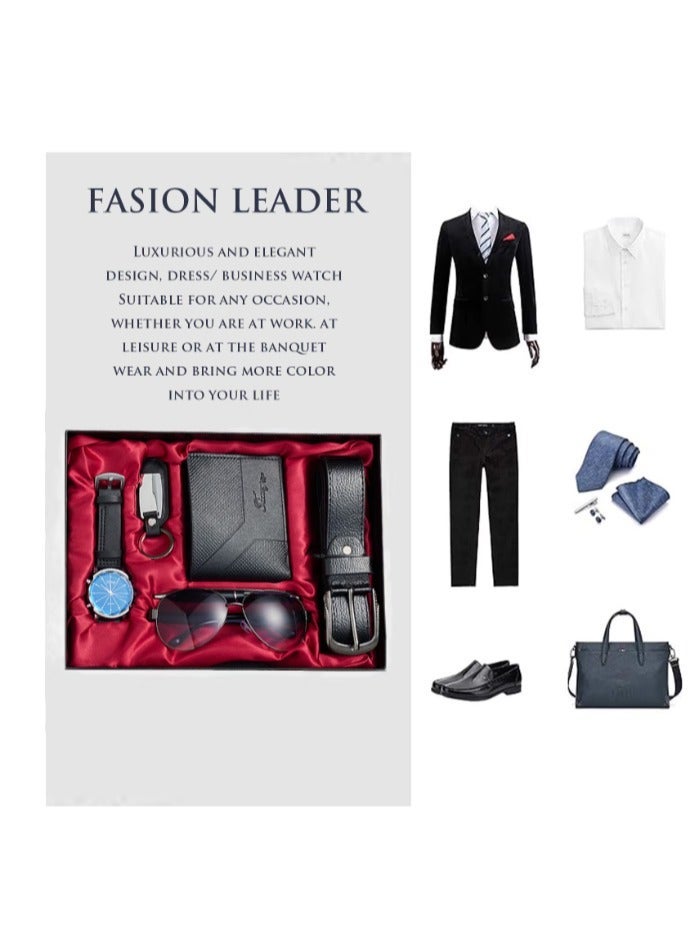 Fancy 6-Piece Elegant Men's Gift Set – Watch, Sunglasses, Leather Wallet, Pen, Belt & Keychain – The Perfect Gift - Image 5