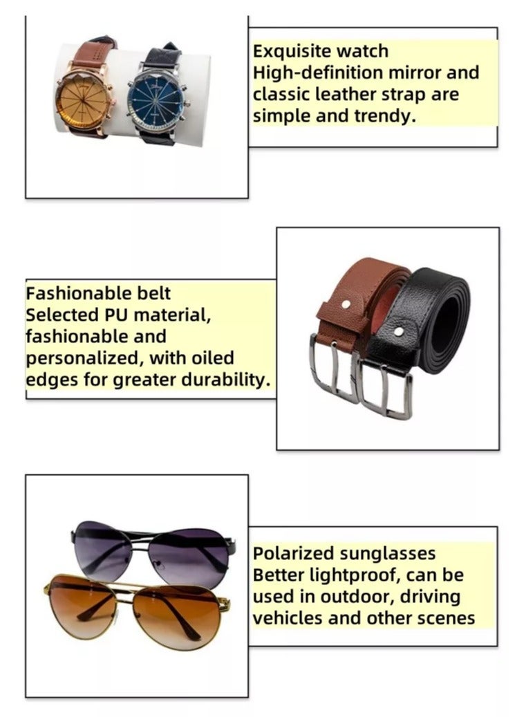 Fancy 6-Piece Elegant Men's Gift Set – Watch, Sunglasses, Leather Wallet, Pen, Belt & Keychain – The Perfect Gift - Image 2