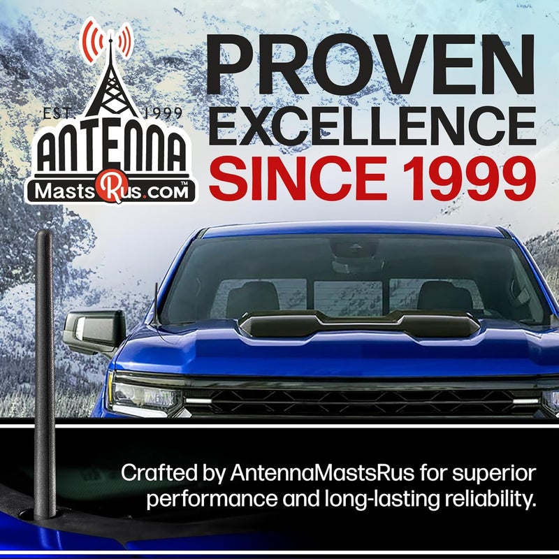 AntennaMastsRus 6 3/4" Short Custom Rubber Antenna for 2006-2018 Chevrolet Silverado 1500 - Image 2