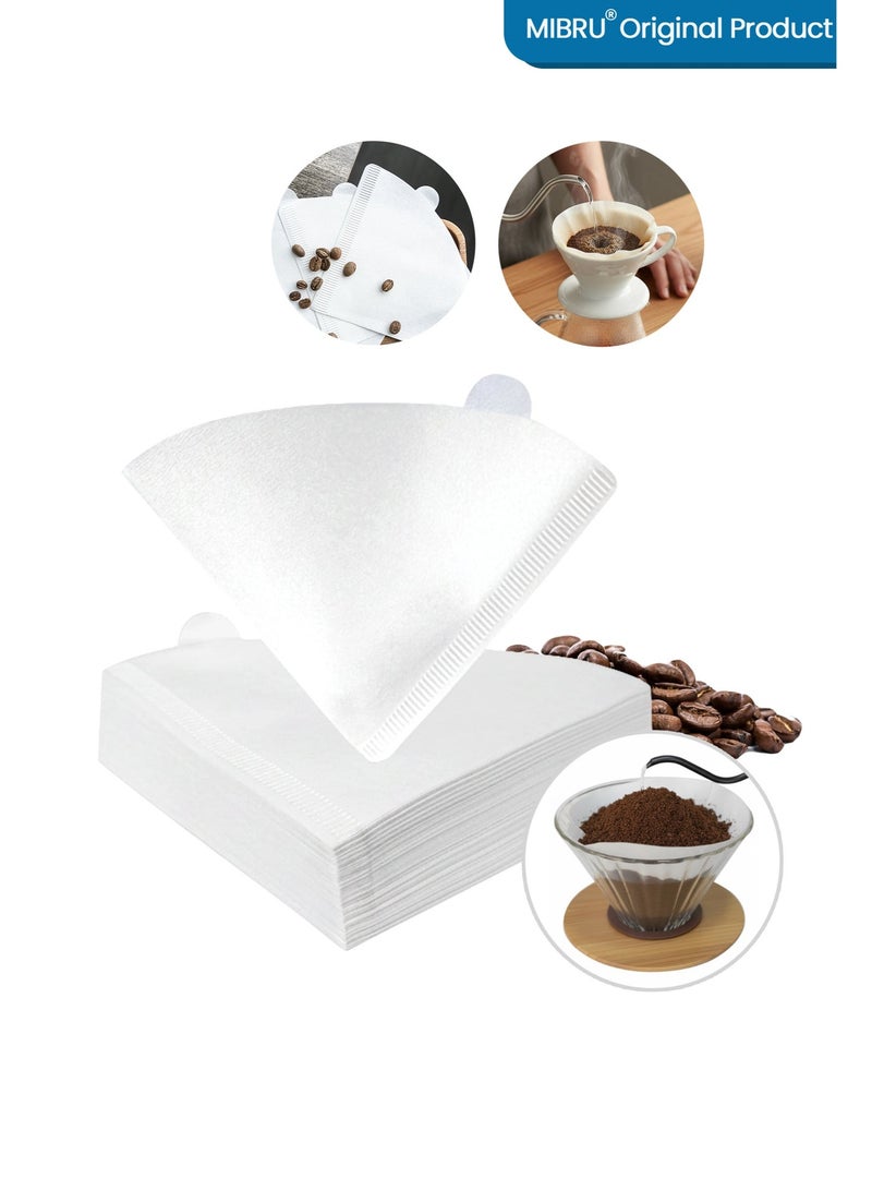 MIBRU Coffee Paper Filters V60 Size 02 White 100 Piece Pack for Coffee Brewing Drip Cone Everyday Use Home and Coffee Shop - Image 1