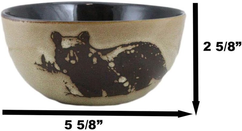 Ebros Gift Ebros Gift Pack Of 2 Rustic Western Forest Black Bear Abstract Art Brown Dinner Pasta Salad Soup Bowls 21O Dinnerware Ceramic Earthenware Kitchen And Dining Cabin Lodge RV Camper - Image 2