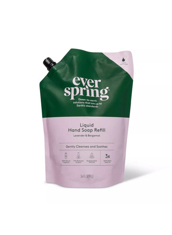 EVERSPRING Liquid Hand Soap Refill 34 fl oz (Lavender & Bergamot, Pack of 1) - Image 1
