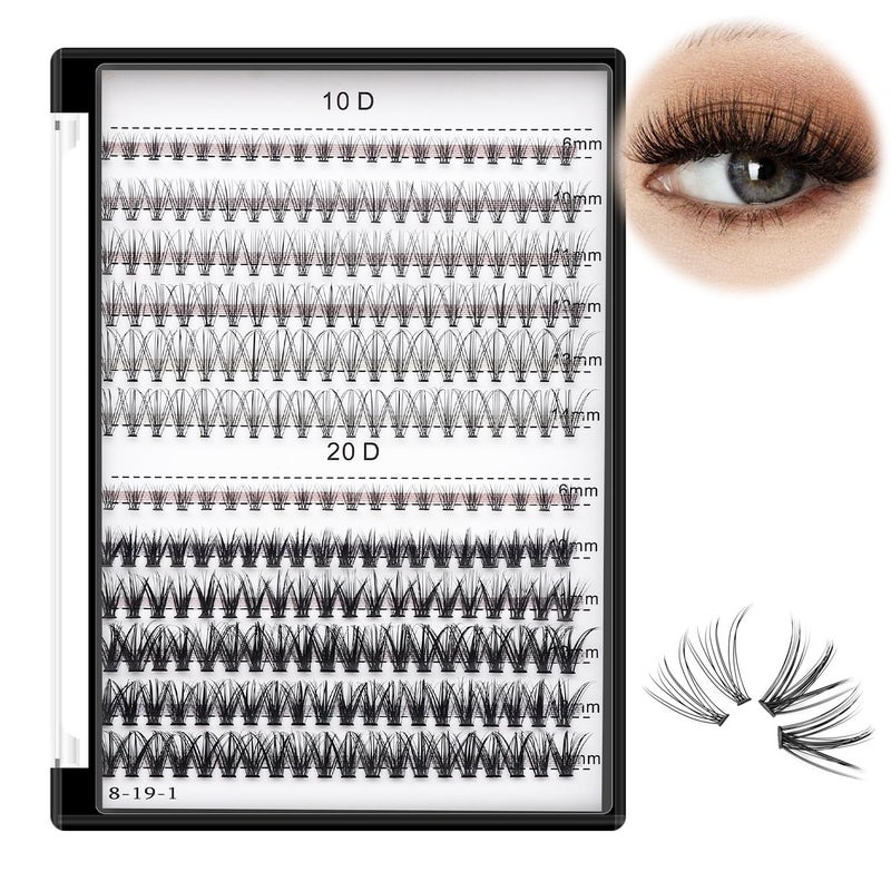 Bodermincer 10D 20D 240pcs Cluster Eyelash Extensions 10-11-12-13-14mm MixedEyelash Clusters Lash Extension Individual Lashes for Self Application (10D+20D, 10-11-12-13-14mm Mixed) - Image 1
