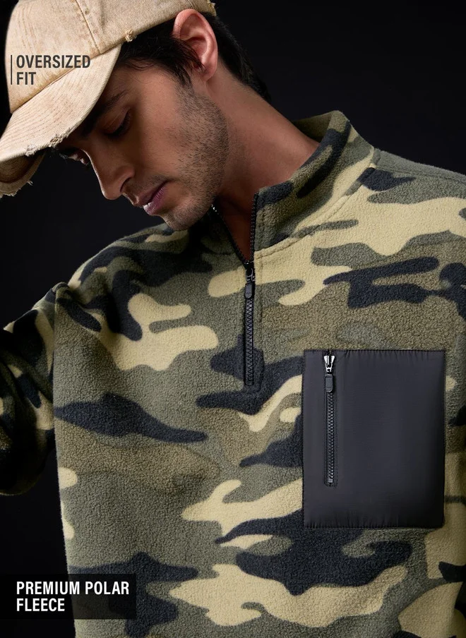The Souled Store  The Souled Store Men's Oversized Fit Camouflage Printed Sweatshirt  | Best Price UAE