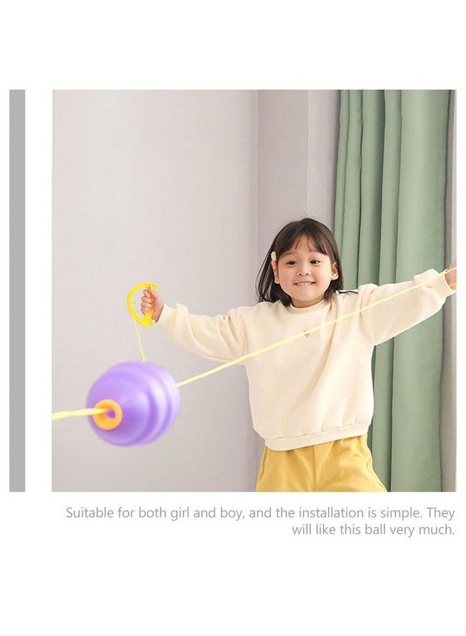 STOBOK Sliding Pull Shuttle Ball Game Heavy - Duty Plastic Grip Handles Steam Balls Weekend for Whole Families Kids Adualts, Purple Double Rallying Toys Cooperative Hand Draw Puller Toy, 7.9x4.7in - Image 4