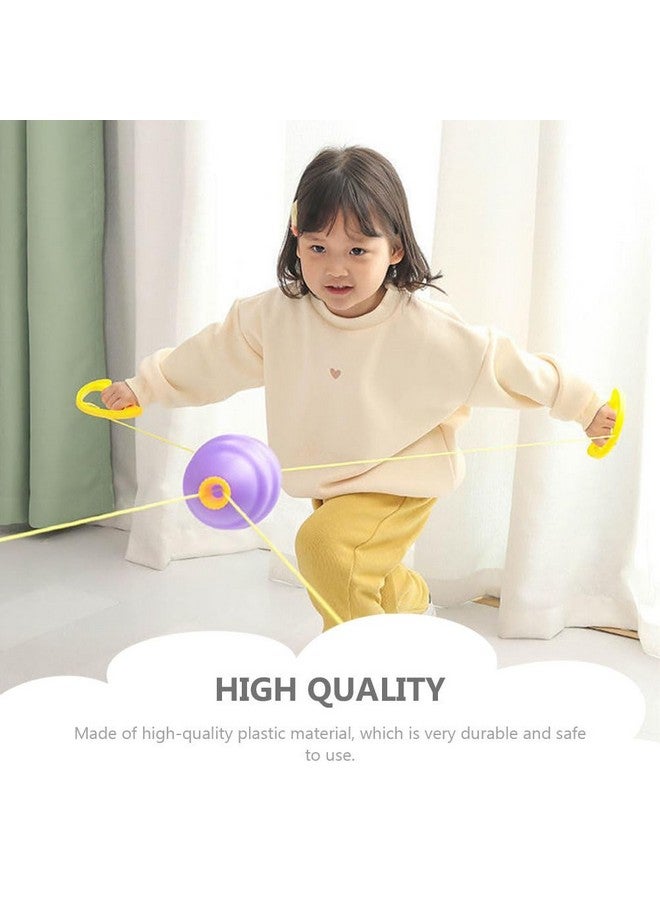 STOBOK Sliding Pull Shuttle Ball Game Heavy - Duty Plastic Grip Handles Steam Balls Weekend for Whole Families Kids Adualts, Purple Double Rallying Toys Cooperative Hand Draw Puller Toy, 7.9x4.7in - Image 3