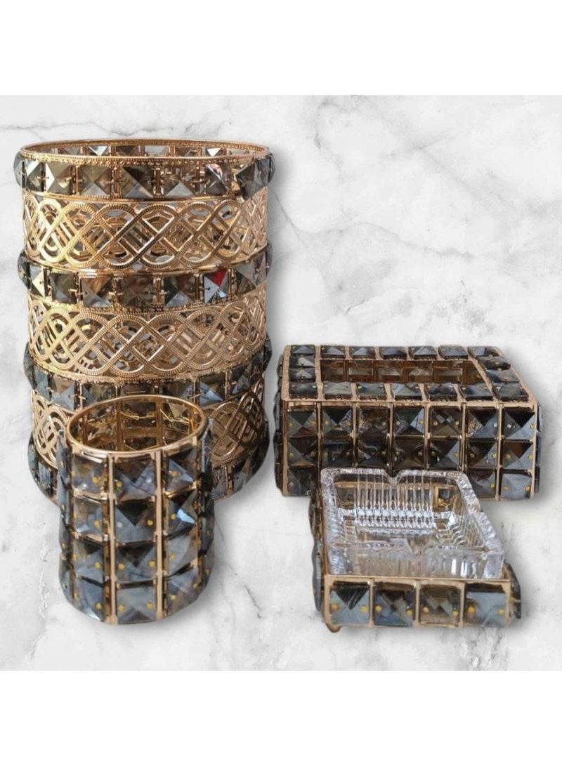 طقم باسكت اربع قطع (باسكت+طفاية+علبة مناديل+علبة حلوى)مستورد